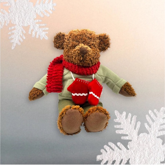 Hallmark teddy bear mittens blush bear 12’’ inch Christmas holiday .pre owned - Picture 10 of 16